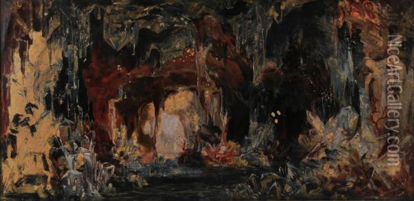 Die Kristallgrotte - La Grotta Di Cristallo Oil Painting - August I Pezzey