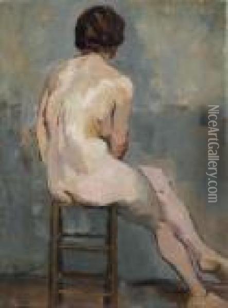 Female Nude. Oil Painting - George Hendrik Breitner