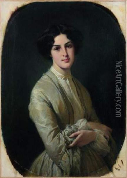 Portrait De Jeune Femme Oil Painting - Edouard Louis Dubufe