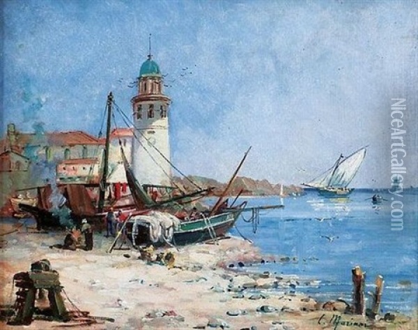 Le Port De Peche Oil Painting - Gustave Mascart