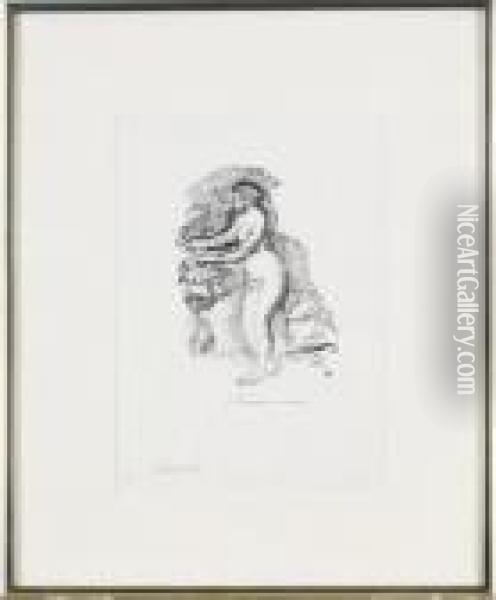 Femme Au Cep De Vigne (delteil 44; Stella 44) Oil Painting - Pierre Auguste Renoir