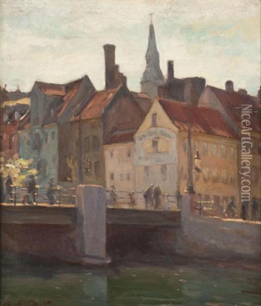 Brucke In Kopenhagen Oil Painting - Emil Orlik