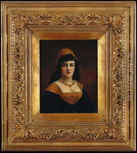 Portrait Of A Woman In Renaissance Dress Oil Painting - Moritz Stifter