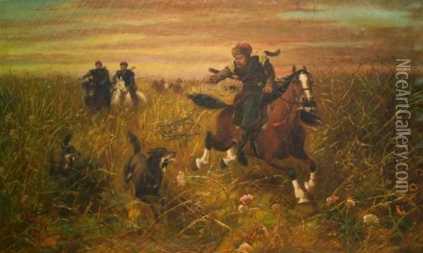 The Hunt Oil Painting - W. H. Jones