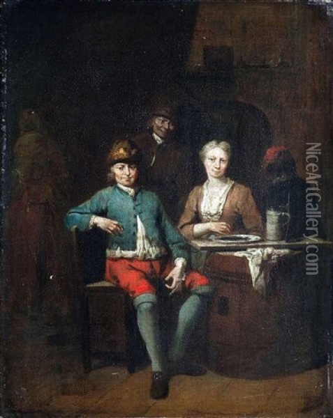 Paar In Einer Gaststube Oil Painting - Jan Baptist Lambrechts