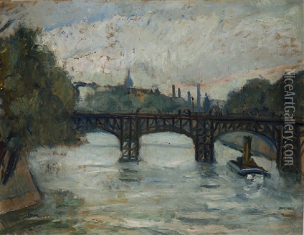 Il Ponte Di Ferro Sulla Senna, Parigi Oil Painting - Enrico Fonda