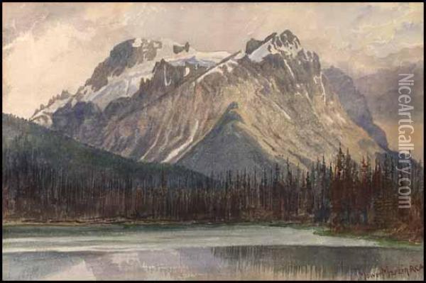 Cathedral Mountain From Kicking Horse Pass, Bc Oil Painting - Thomas Mower Martin