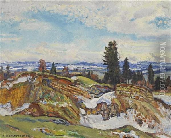 Environs De La-chaux-de-fonds Novembre Oil Painting - Charles L'Eplattenier