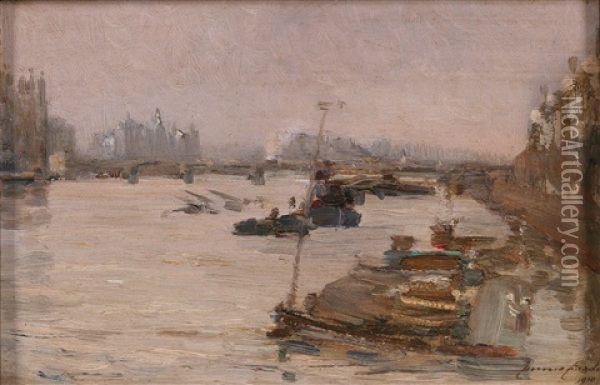 The Thames Oil Painting - Emma Ciardi