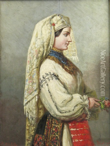 The Bride Of Vlasca Oil Painting - Carol Popp De Szathmari