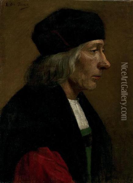 Portrait Of A Man In Profile Oil Painting - Edouard De Jans