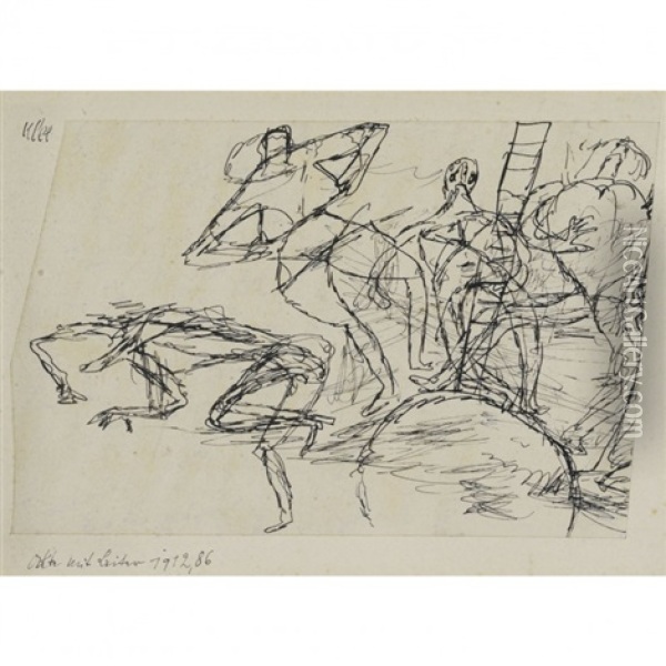 Nu Avec Echelle Oil Painting - Paul Klee