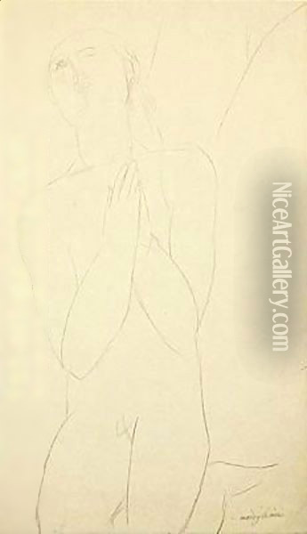 Etude De Nu Oil Painting - Amedeo Modigliani