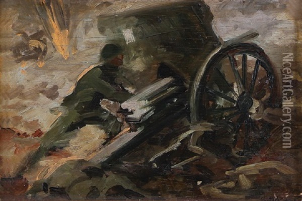 L'artigliere Oil Painting - Achille Beltrame