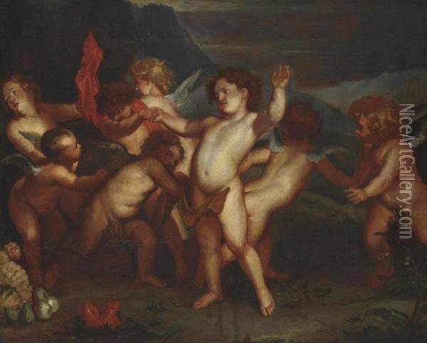 Putti Dancing Oil Painting - Sir Anthony Van Dyck