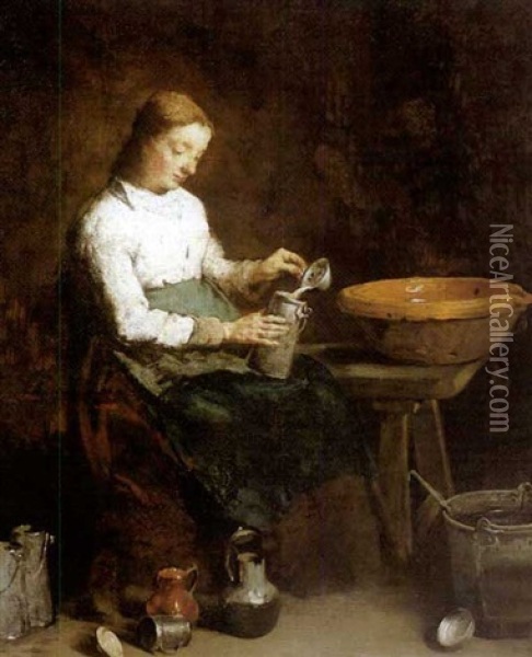 The Young Kitchen Maid Oil Painting - Theodule Ribot
