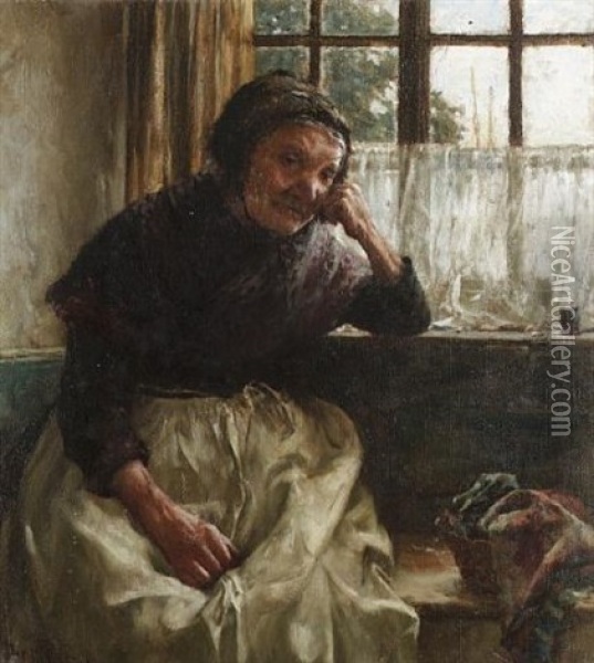 A State Pensioner Oil Painting - Walter Langley