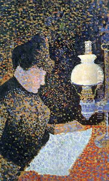Woman by a lamp, 1890 Oil Painting - Paul Signac