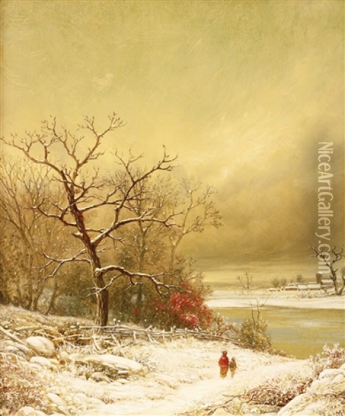 A Walk In Winter Oil Painting - William Mason Brown