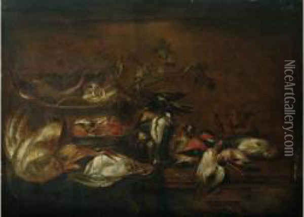 Nature Morte Aux Oiseaux Oil Painting - Alexander Adriaenssen