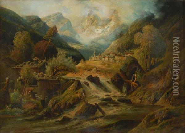 View Of Heidelberg Oil Painting - Carl Weber