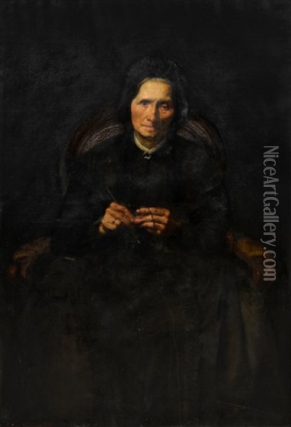 Portrait Of An Older Woman Oil Painting - Georg Niemann