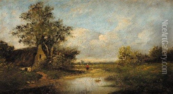 La Chaumiere Du Pecheur Oil Painting - Jules Dupre