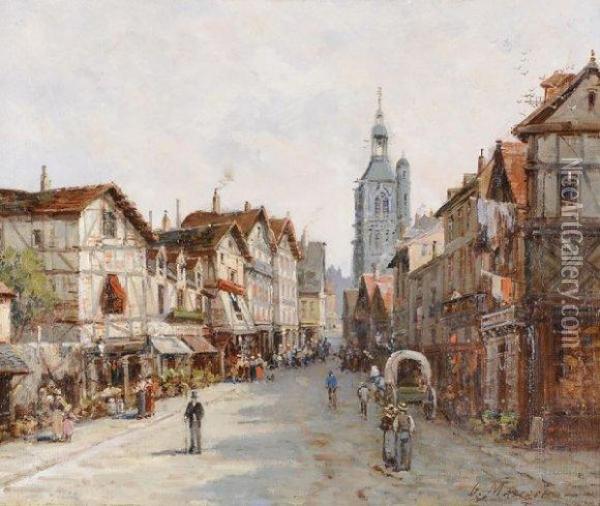 Rue Animee Dans Lenord Oil Painting - Gustave Mascart