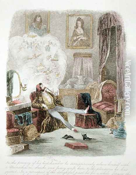 Illustration from Visitation of a London Exquisite to his Maiden Aunts in the Country, published 1859 Oil Painting - Theo