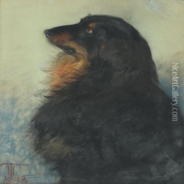 Portrait Of A Dog Oil Painting - Thorvald Simeon Niss
