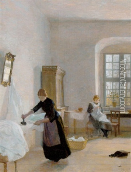 Strygestuen Pa Holbaekgard Oil Painting - Christian Vilhelm Mourier-Petersen