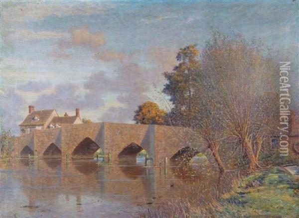At The Bank Of The River In Spring Oil Painting - William Augustus Rixon