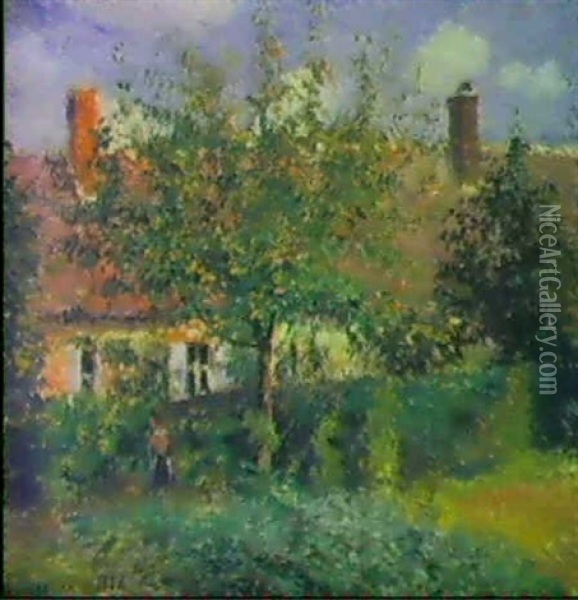 Maison De Paysan, A Eragny Oil Painting - Camille Pissarro