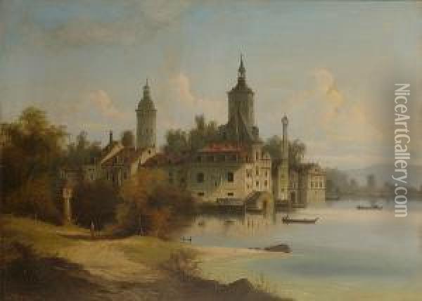 On The Volga River Oil Painting - J. Wilhelm Jankowski