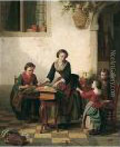 The Lace Makers Oil Painting - Basile De Loose