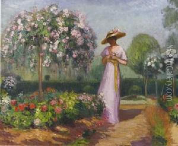 Elegante Au Jardin Oil Painting - Denys Puech