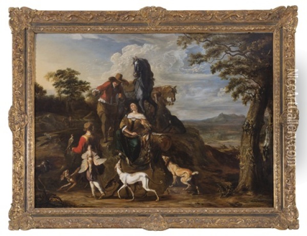The Return From The Hunt Oil Painting - Abraham Danielsz Hondius