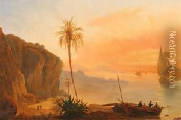 Crimea, Figures At Sunset Oil Painting - Ivan Konstantinovich Aivazovsky