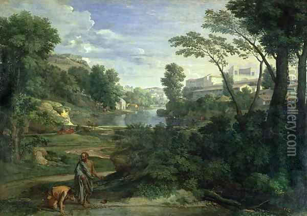 Landscape with Diogenes 1648 Oil Painting - Nicolas Poussin