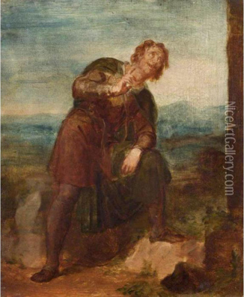 Portrait Of Charles Couzens; The Orator; A Conversation (a Vignette); Combat Oil Painting - George Frederick Watts