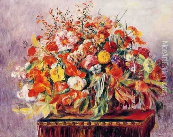 Basket Of Flowers Oil Painting - Pierre Auguste Renoir