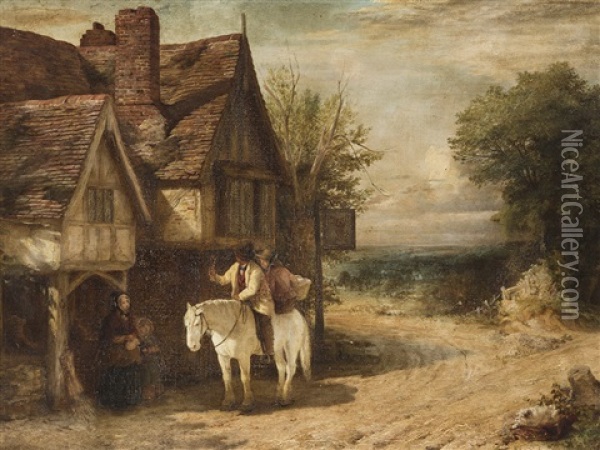 Traveler On Horseback Oil Painting - George Bernard O'Neill