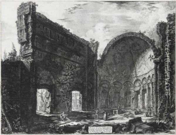 Hadrian's Villa: The Apse Of The So-called Hall Of The Philosophers Oil Painting - Giovanni Battista Piranesi