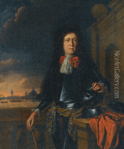 A Portrait Of Jan Van Broeckhuizen Oil Painting - Ludolf Backhuysen the Elder