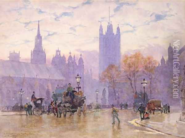 Morning in Parliament Square 1889 Oil Painting - Herbert Menzies Marshall
