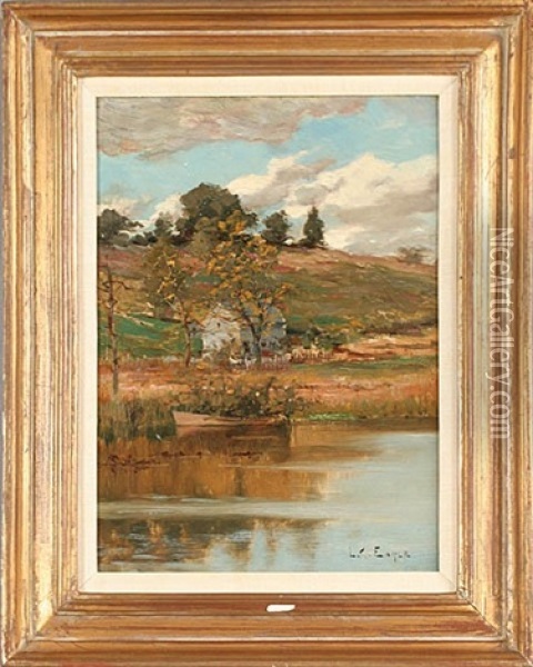 Landscape With House By The Lake Oil Painting - Lawrence Carmichael Earle