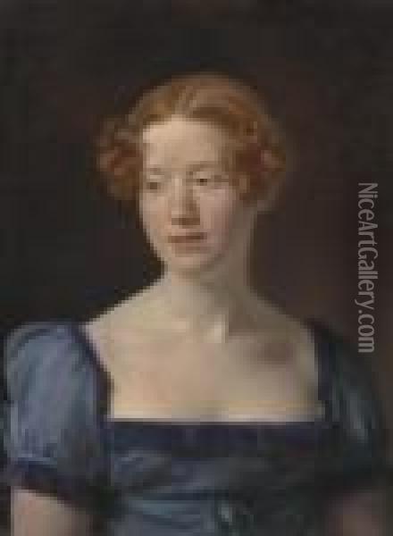 Portrait Of A Young Lady, Possibly Lady Pringle, Nee Emilia Anne Macleod Oil Painting - Archibald Skirving
