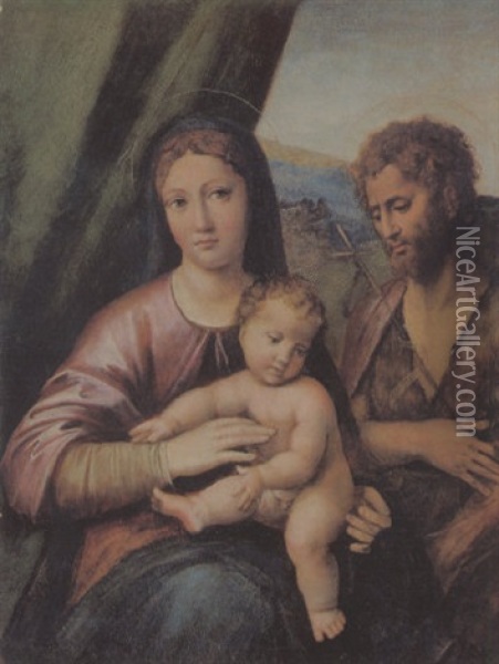Madonna Con Bambino E San Giovanni Battista Oil Painting -  Girolamo da Carpi