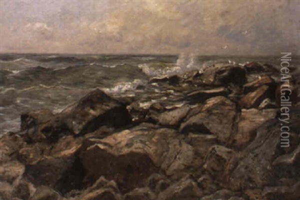 Kustlandskap Med Branningar Oil Painting - Wilhelm von Gegerfelt