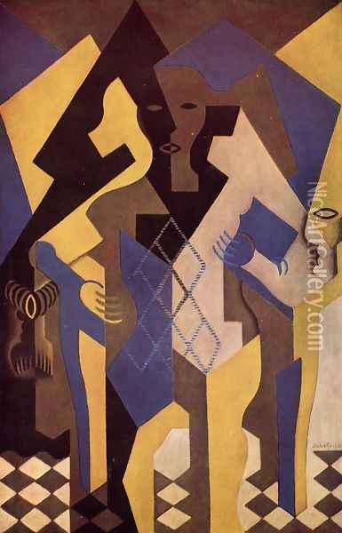 Harlequin At A Table Oil Painting - Juan Gris